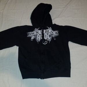 AC/DC BACK IN BLACK ZIP FRONT BLACK HOODIE Rockware Anthill Trading